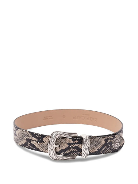  Kate Cate Python Buckle Leather Belt - Black 