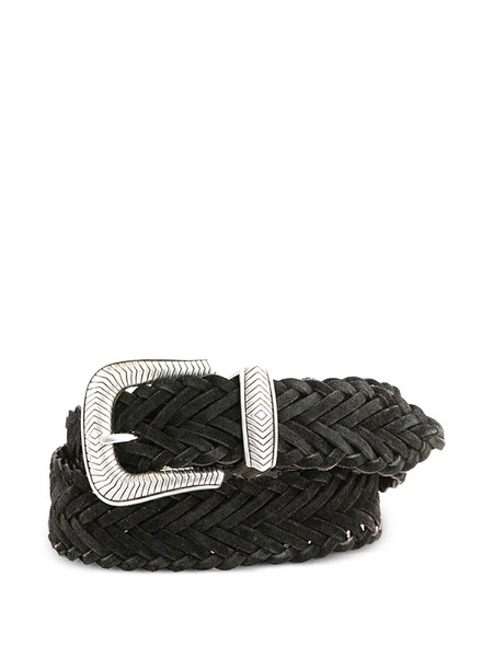  Kate Cate Tex Mex Braided Leather Belt - Black 