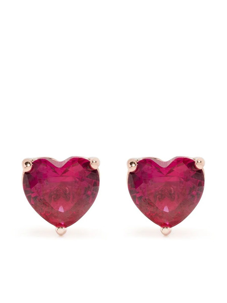  Kate Spade Crystal Heart-stud Earrings - Gold 