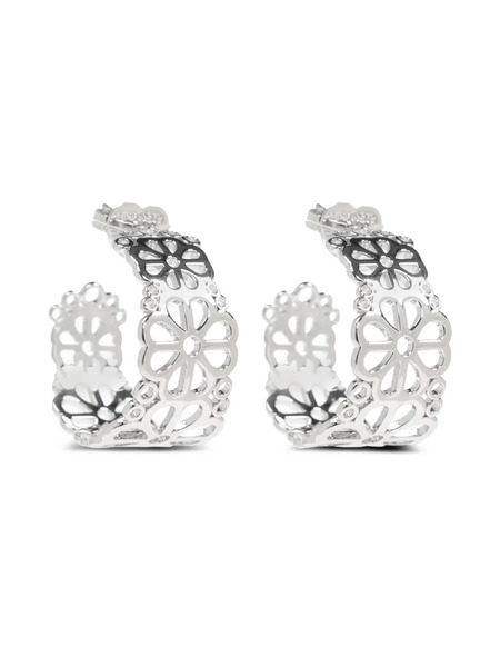  Kate Spade Flower Lace Hoop Earrings - Silver 