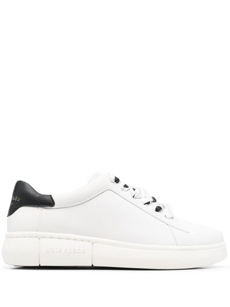  Kate Spade Polka-dot Lace Leather Sneakers - White 