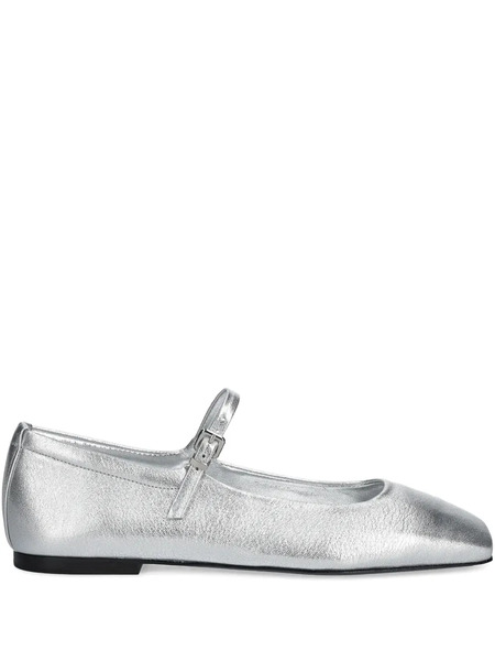  Kennel & Schmenger Buckle-strap Square-toe Ballet Flats - Silver 