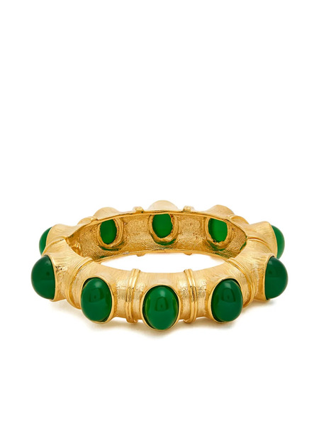  Kenneth Jay Lane Jade-cabochon Bangle - Gold 