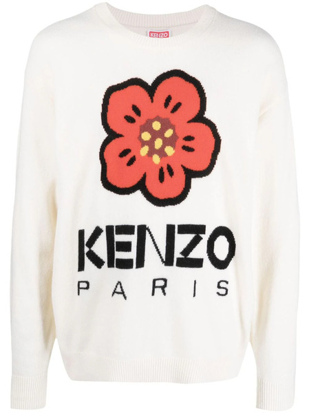  Kenzo Boke Flower Intarsia-knit Wool Jumper - Neutrals 