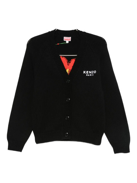  Kenzo Boke Flower Logo-embroidered Button Cardigan - Black 