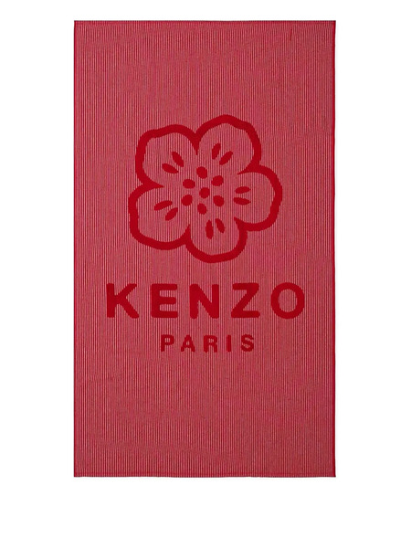  Kenzo Boke-flower Striped Bath Towel - Red 