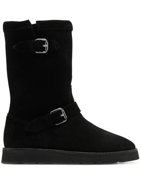  Kenzo Buckle-detail Suede Boots - Black 