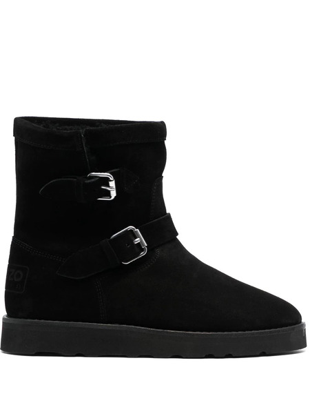  Kenzo Buckle-detail Suede Boots - Black 