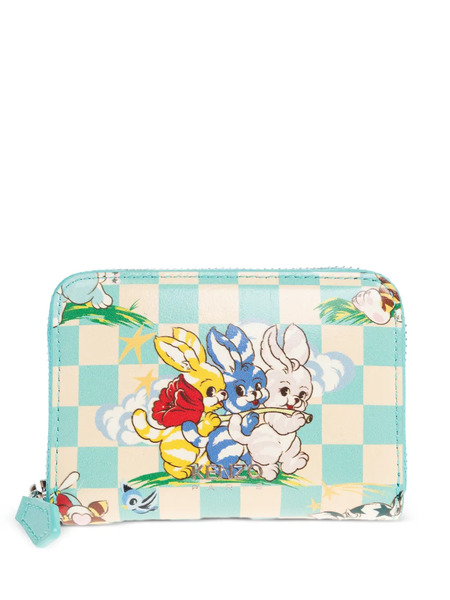  Kenzo Cartoon Checkered Wallet - Blue 