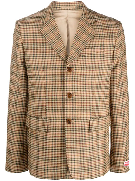  Kenzo Checked Single-breasted Blazer - Neutrals 