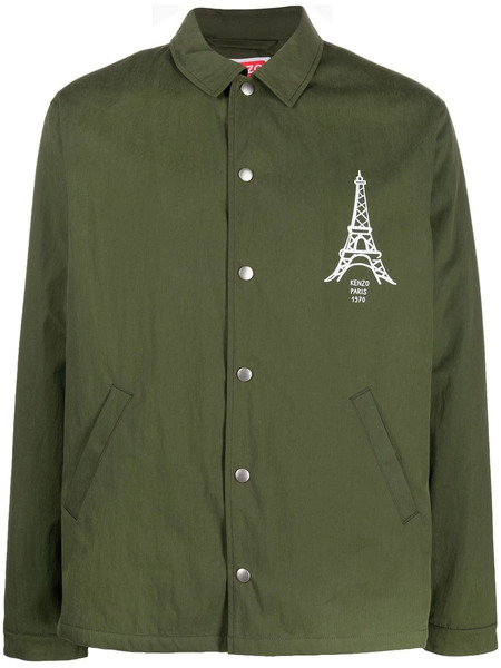  Kenzo Chest Logo-print Shirt Jacket - Green 