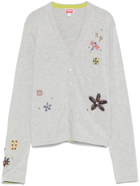  Kenzo Embroidered Cotton Cardigan - Grey 
