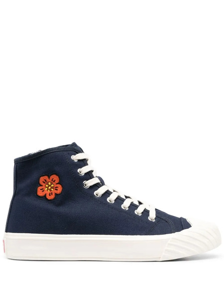 Kenzo Floral-patch High-top Sneakers - Blue 