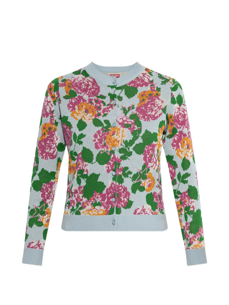  Kenzo Floral-print Knitted Cardigan - Blue 