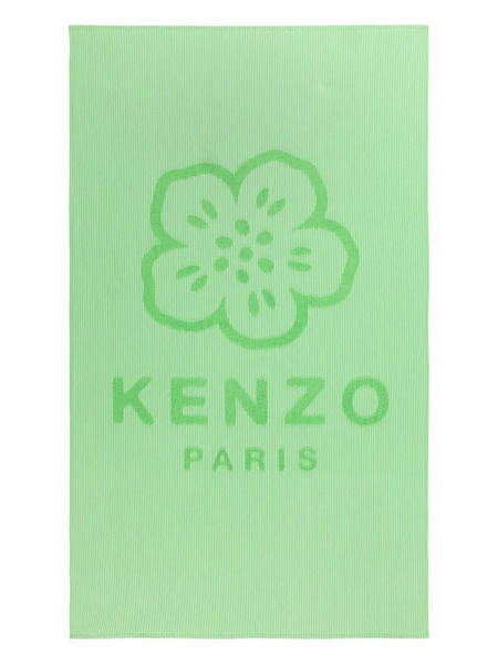  Kenzo Flower-logo Striped Towel - Green 