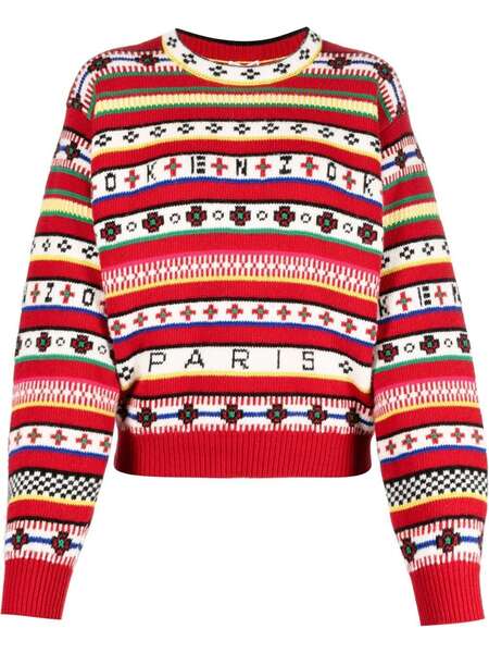  Kenzo Intarsia-knit Logo Jumper - Red 