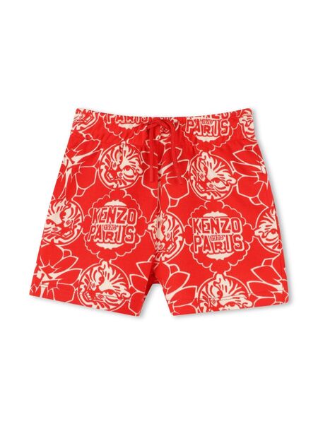  Kenzo Kids All-over Logo Bermuda Shorts - Red 