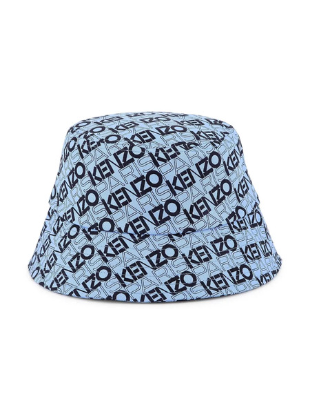  Kenzo Kids All-over Logo Print Bucket Hat - Blue 