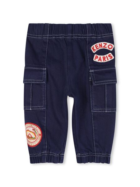  Kenzo Kids Appliquéd Twill Cargo Pants - Blue 