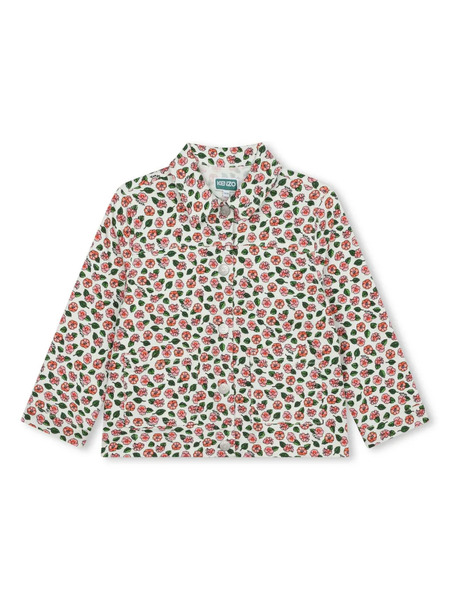  Kenzo Kids Boke Floral-print Button-front Jacket - White 