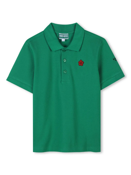  Kenzo Kids Boke Flower-patch Polo Shirt - Green 