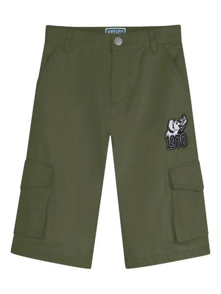  Kenzo Kids Cargo-pocket Elephant-embroidered Shorts - Green 