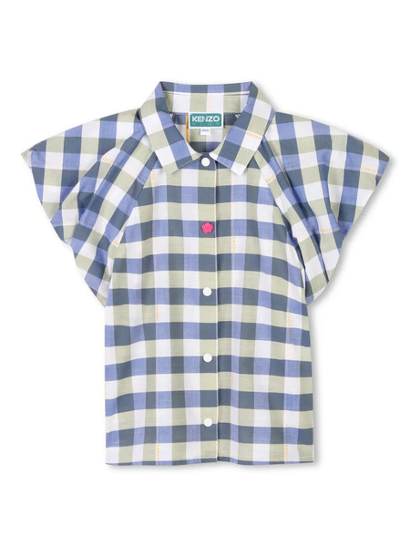  Kenzo Kids Check Pattern Blouse - Blue 