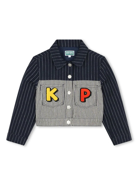  Kenzo Kids Colour-block Striped Denim Jacket - Blue 