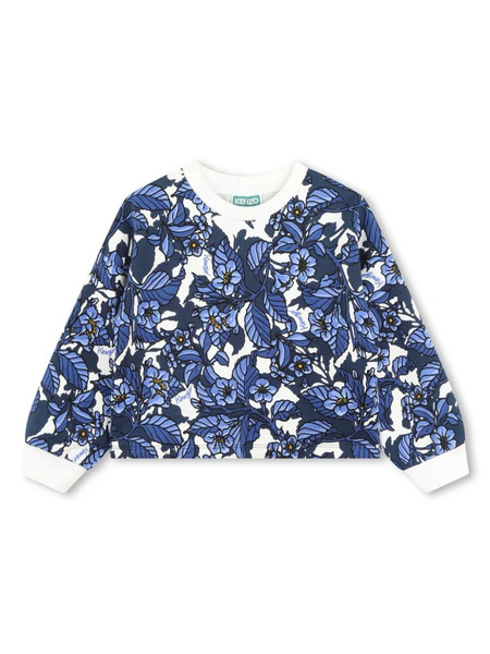  Kenzo Kids Contrasting Edges Floral Print Sweatshirt - Blue 