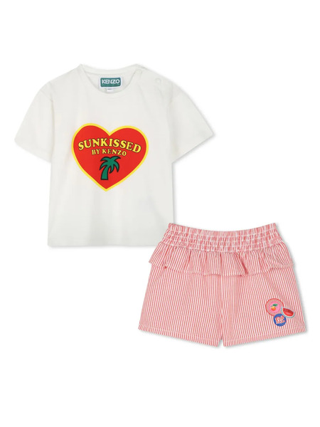  Kenzo Kids Cotton Shorts Set - Red 