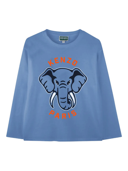  Kenzo Kids Elephant-graphic Long-sleeve T-shirt - Blue 