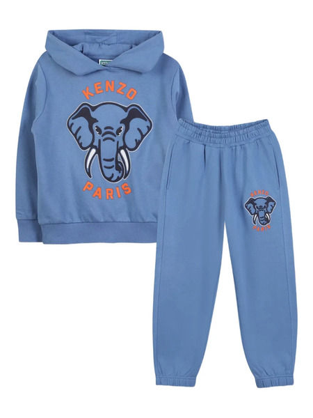  Kenzo Kids Elephant-motif Hooded Tracksuit Set - Blue 