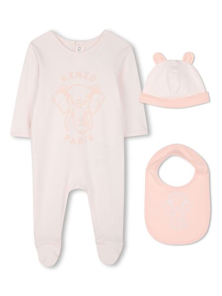  Kenzo Kids Elephant-print Pajama Set - Pink 