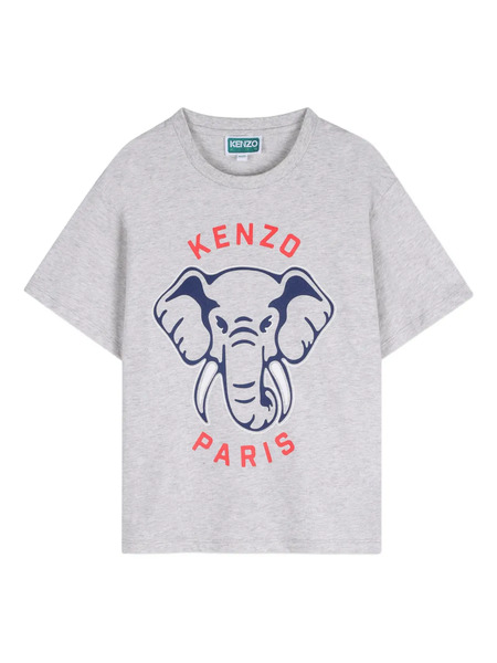  Kenzo Kids Elephant-print Short-sleeved T-shirt - Grey 