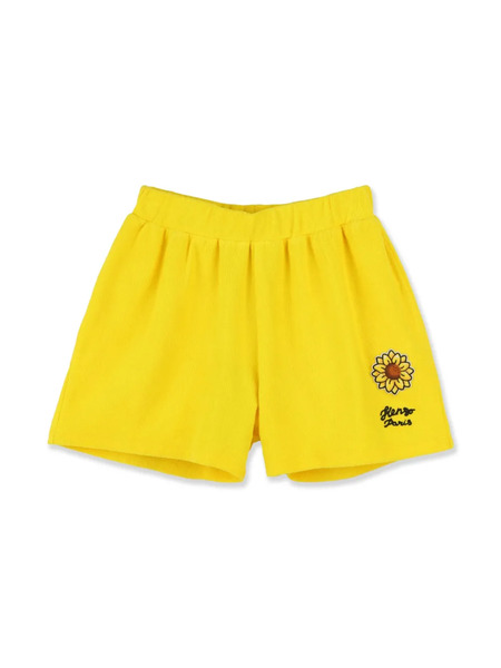  Kenzo Kids Floral-appliqué Shorts - Yellow 