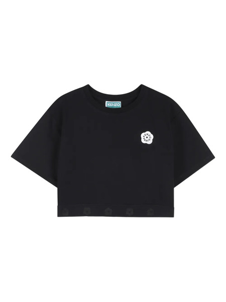  Kenzo Kids Floral-logo T-shirt - Black 