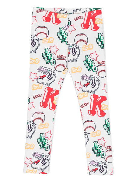  Kenzo Kids Graphic-print Elasticated-waistband Leggings - Neutrals 