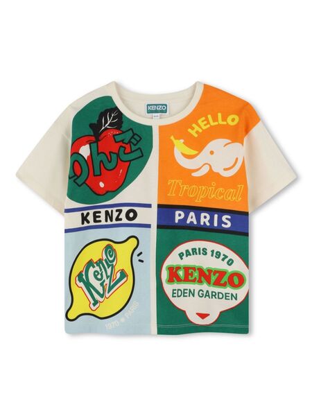  Kenzo Kids Graphic Print T-shirt - Neutrals 