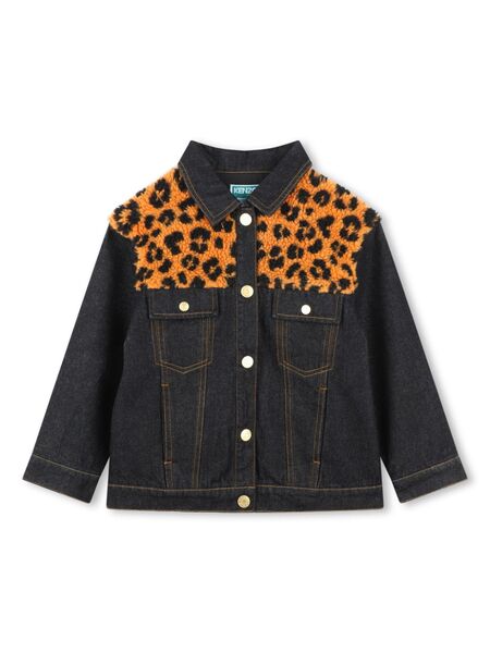 Kenzo Kids Leopard-print Denim Jacket - Blue 