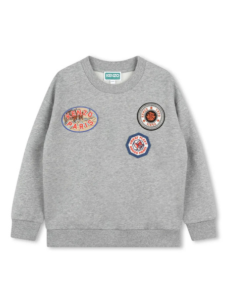  Kenzo Kids Logo-appliqué Mélange-effect Sweatshirt - Grey 