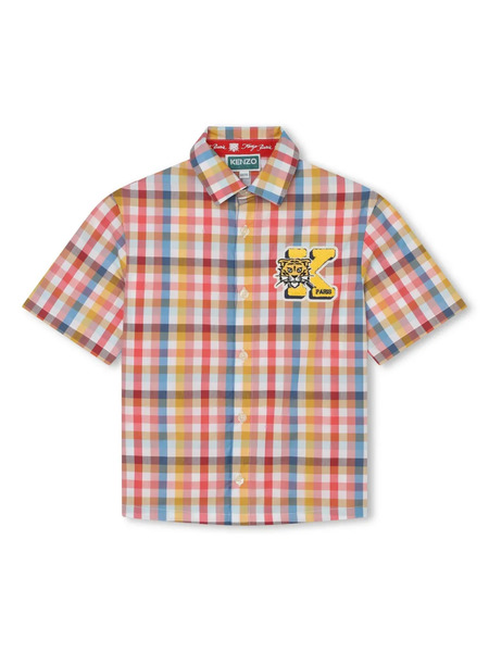  Kenzo Kids Logo-embroidered Check Cotton Shirt - Yellow 