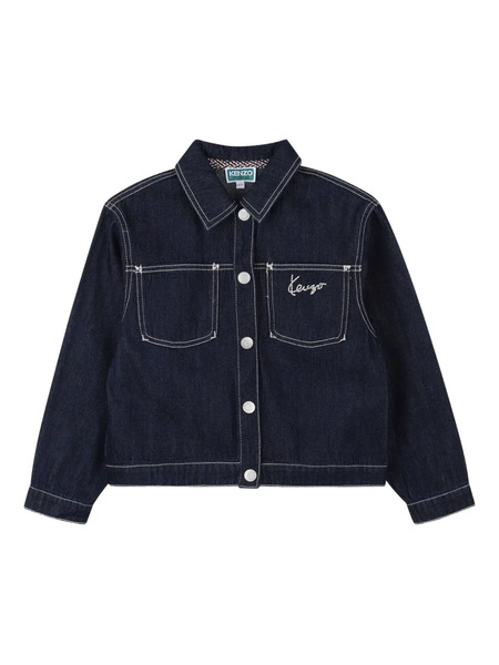  Kenzo Kids Logo-embroidered Denim Jacket - Blue 