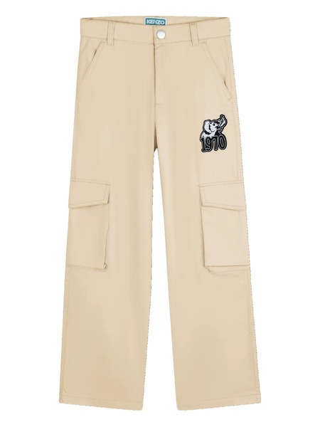  Kenzo Kids Logo-embroidered Trousers - Neutrals 