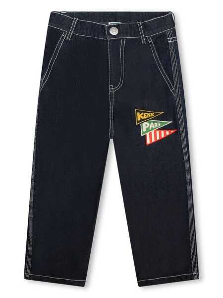  Kenzo Kids Logo-patch Cotton-blend Jeans - Blue 