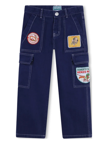  Kenzo Kids Logo-patch Cotton Cargo Jeans - Blue 