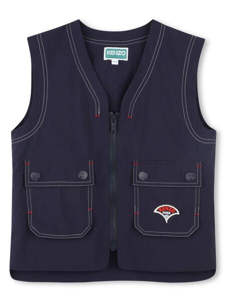  Kenzo Kids Logo-patch Gilet - Blue 