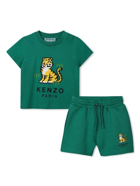  Kenzo Kids Logo-print Shorts Set - Green 