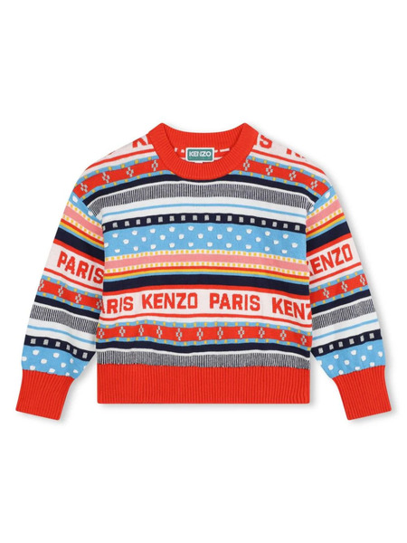  Kenzo Kids Multi-stripe Crew Neck Jumper - Red 