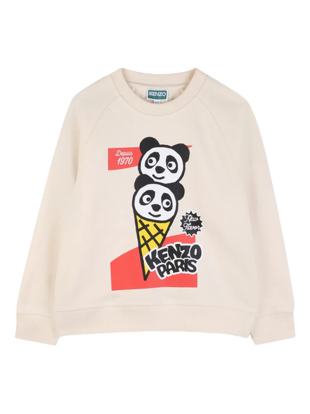  Kenzo Kids Panda-graphic Sweatshirt - Neutrals 