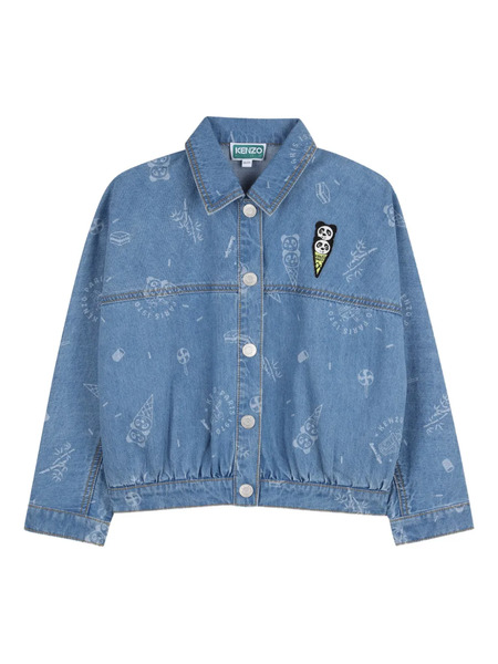  Kenzo Kids Printed Appliqué Denim Jacket - Blue 